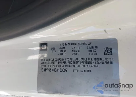 2016 Buick Verano from USA, damaged, VIN 1G4PP5SK0G4133099